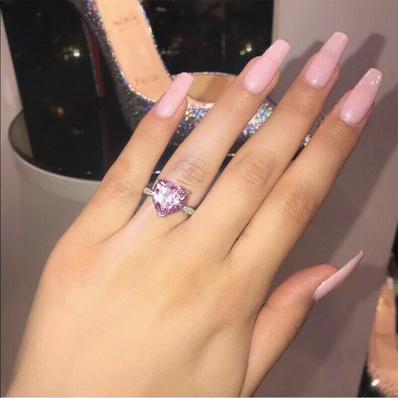 New Women’s 925 Silver Heart Sapphire Ring - Picture 5 of 5